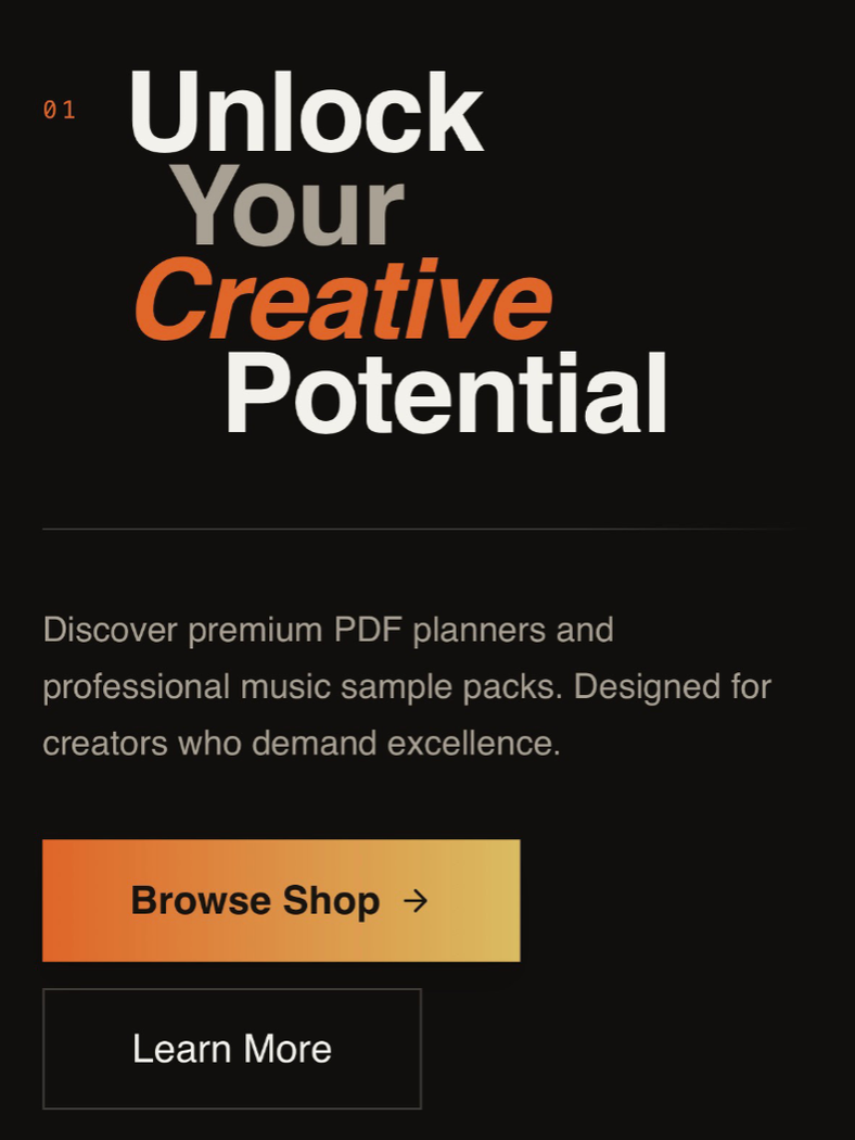 Mobile opening screen with the stacked headline, supporting paragraph and two stacked actions
